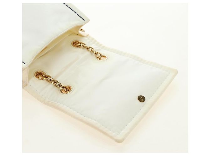 Borsa a Spalla con Catena PRADA Nylon Bianco Oro Auth 181426V D'oro - vista 21