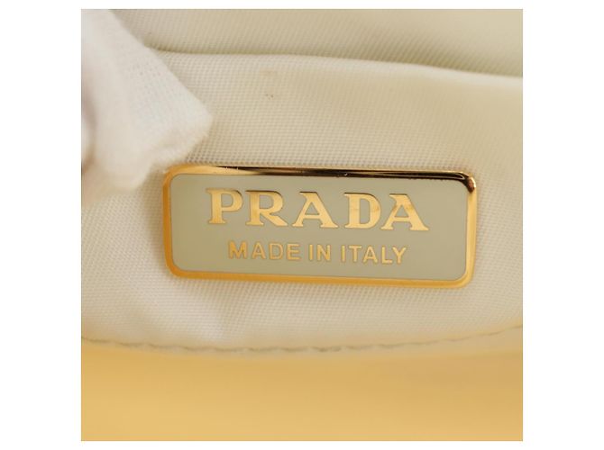 Borsa a Spalla con Catena PRADA Nylon Bianco Oro Auth 181426V D'oro - vista 22