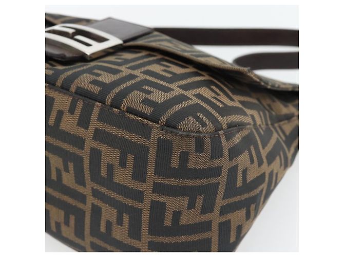 FENDI Zucca Canvas Mamma Baguette Borsa a Spalla Nero Marrone Auth 181898V - vista 14