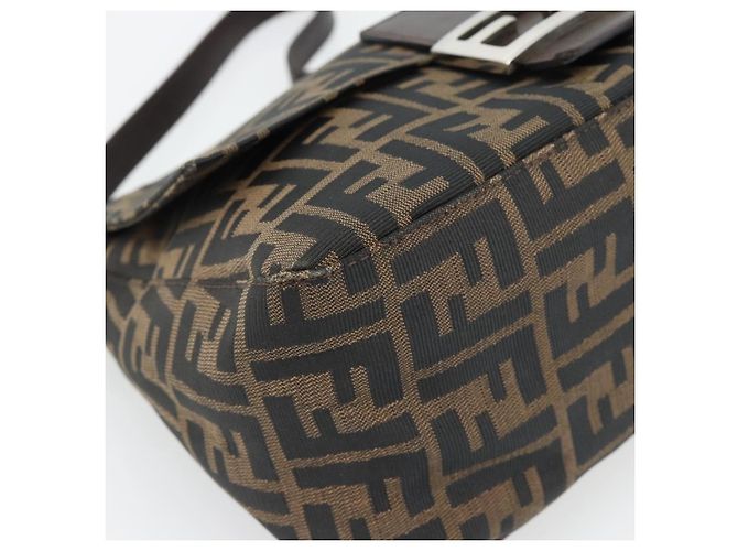 FENDI Zucca Canvas Mamma Baguette Borsa a Spalla Nero Marrone Auth 181898V - vista 15