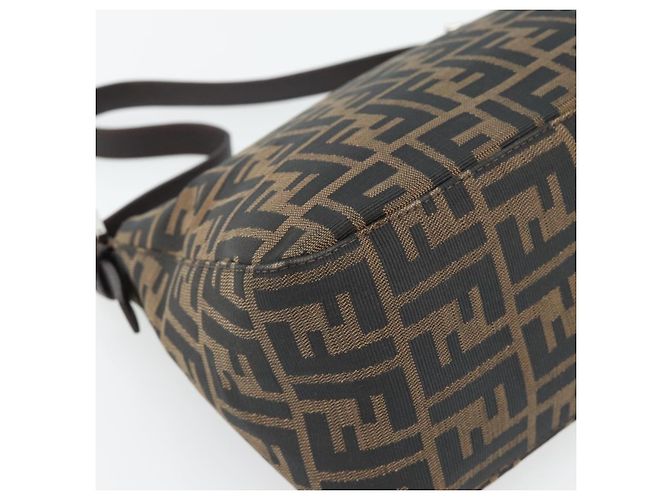 FENDI Zucca Canvas Mamma Baguette Borsa a Spalla Nero Marrone Auth 181898V - vista 17