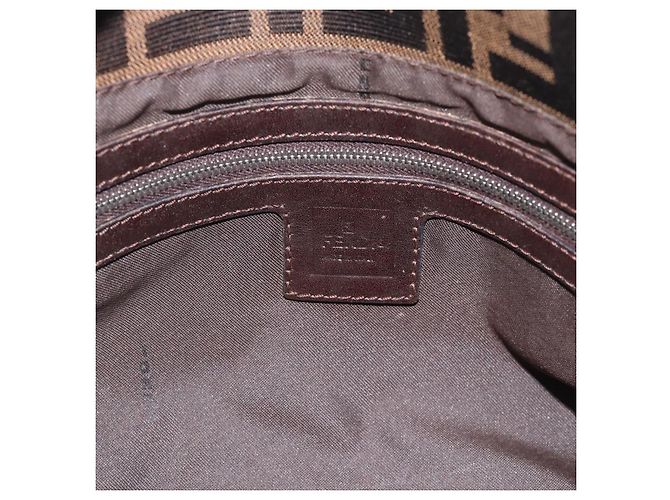 FENDI Zucca Canvas Mamma Baguette Borsa a Spalla Nero Marrone Auth 181898V - vista 18