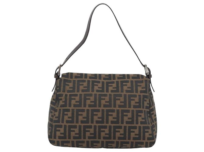 FENDI Zucca Canvas Mamma Baguette Borsa a Spalla Nero Marrone Auth 181898V - vista 2