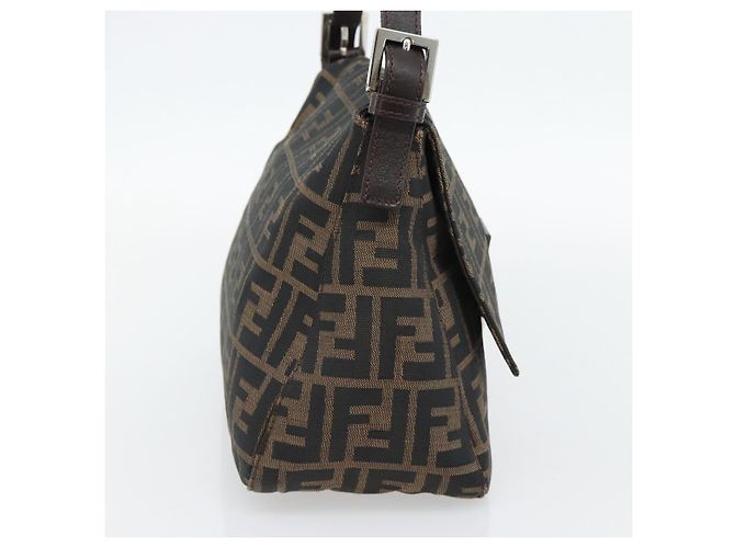 FENDI Zucca Canvas Mamma Baguette Borsa a Spalla Nero Marrone Auth 181898V - vista 3