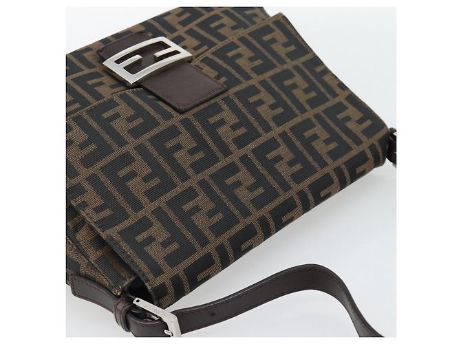 FENDI Zucca Canvas Mamma Baguette Borsa a Spalla Nero Marrone Auth 181898V - vista 6