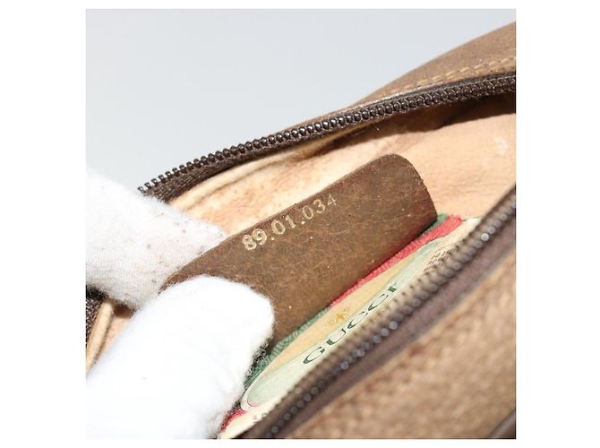 Clutch GUCCI GG Supreme Web Sherry Line in PVC Beige Oro 89 01 034 Auth 180063 D'oro - vista 12