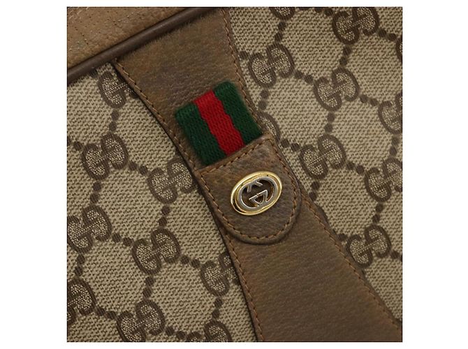 Clutch GUCCI GG Supreme Web Sherry Line in PVC Beige Oro 89 01 034 Auth 180063 D'oro - vista 17