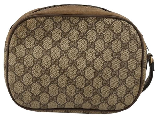 Clutch GUCCI GG Supreme Web Sherry Line in PVC Beige Oro 89 01 034 Auth 180063 D'oro - vista 2