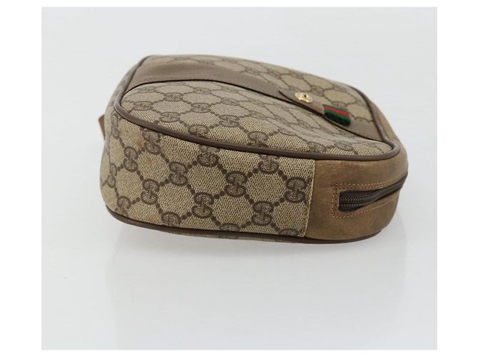 Clutch GUCCI GG Supreme Web Sherry Line in PVC Beige Oro 89 01 034 Auth 180063 D'oro - vista 3