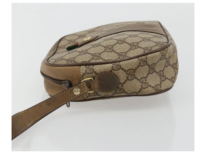 Clutch GUCCI GG Supreme Web Sherry Line in PVC Beige Oro 89 01 034 Auth 180063 D'oro - vista 4