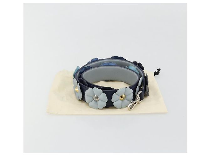 Tracolla in pelle FENDI 31.9" Navy Auth 181881M Blu navy - vista 12