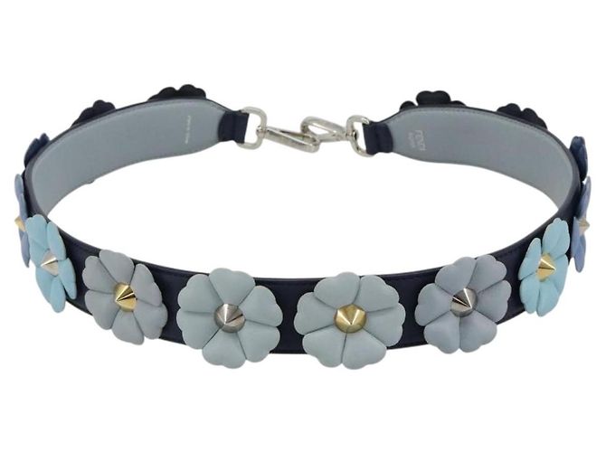 Tracolla in pelle FENDI 31.9" Navy Auth 181881M Blu navy - vista 2