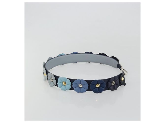 Tracolla in pelle FENDI 31.9" Navy Auth 181881M Blu navy - vista 4