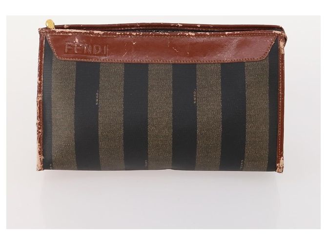 Pequin FENDI Gucci PRADA Borsa in Tela Pecan Canvas Nylon 5 Set Marrone Nero Verde Auth ti3938 - vista 8