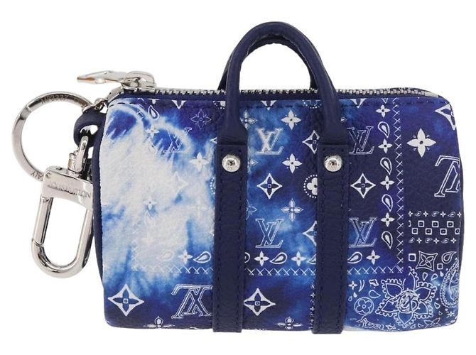 LOUIS VUITTON Monogram Bandana Porte Cles Pouch Bag Charm MP3337 Auth 167351SM Bianco Blu - vista 13