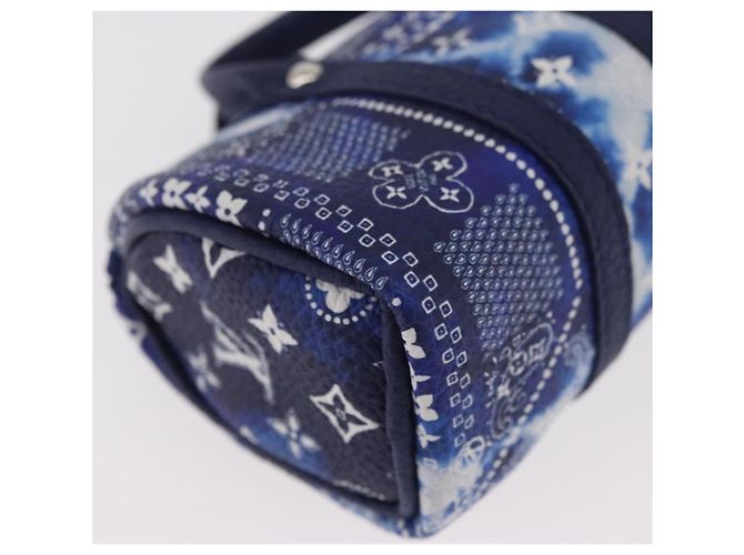 LOUIS VUITTON Monogram Bandana Porte Cles Pouch Bag Charm MP3337 Auth 167351SM Bianco Blu - vista 14