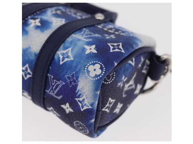 LOUIS VUITTON Monogram Bandana Porte Cles Pouch Bag Charm MP3337 Auth 167351SM Bianco Blu - vista 15