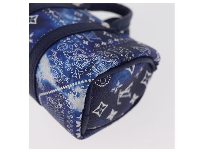 LOUIS VUITTON Monogram Bandana Porte Cles Pouch Bag Charm MP3337 Auth 167351SM Bianco Blu - vista 17