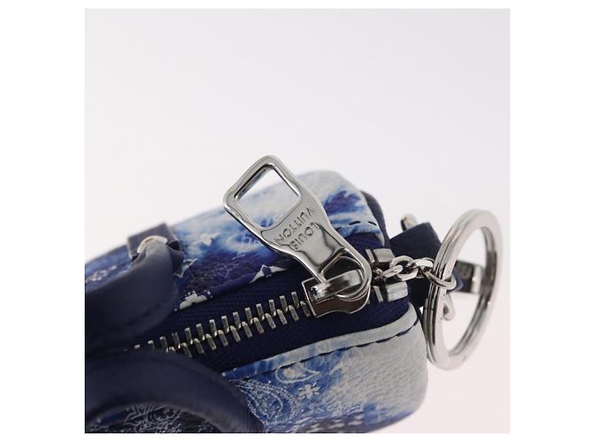LOUIS VUITTON Monogram Bandana Porte Cles Pouch Bag Charm MP3337 Auth 167351SM Bianco Blu - vista 18