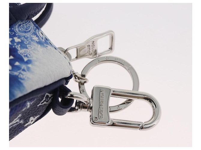 LOUIS VUITTON Monogram Bandana Porte Cles Pouch Bag Charm MP3337 Auth 167351SM Bianco Blu - vista 9