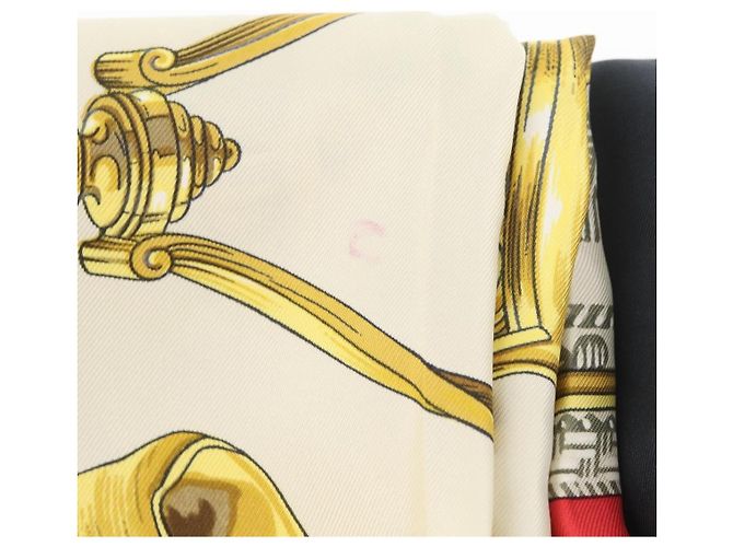 Hermès HERMES Carré 90 Sciarpa "ETRIERS" Seta Oro Autentico 182548M D'oro - vista 11