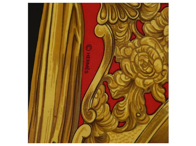 Hermès HERMES Carré 90 Sciarpa "ETRIERS" Seta Oro Autentico 182548M D'oro - vista 13