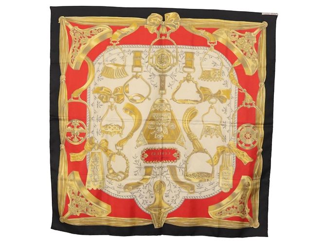 Hermès HERMES Carré 90 Sciarpa "ETRIERS" Seta Oro Autentico 182548M D'oro - vista 15