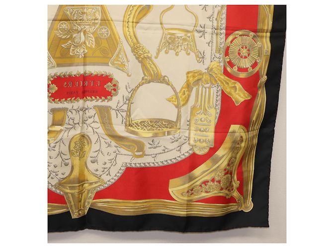 Hermès HERMES Carré 90 Sciarpa "ETRIERS" Seta Oro Autentico 182548M D'oro - vista 24