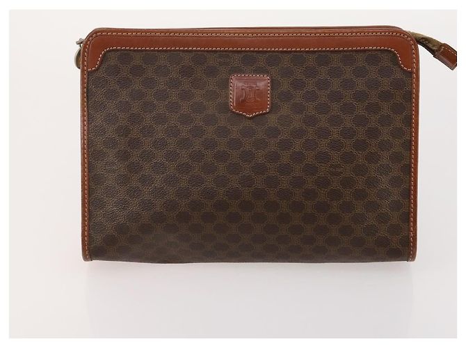Céline Clutch CELINE in tela Macadam PVC e pelle 5 Set Marrone Beige Auth 180889 - vista 12