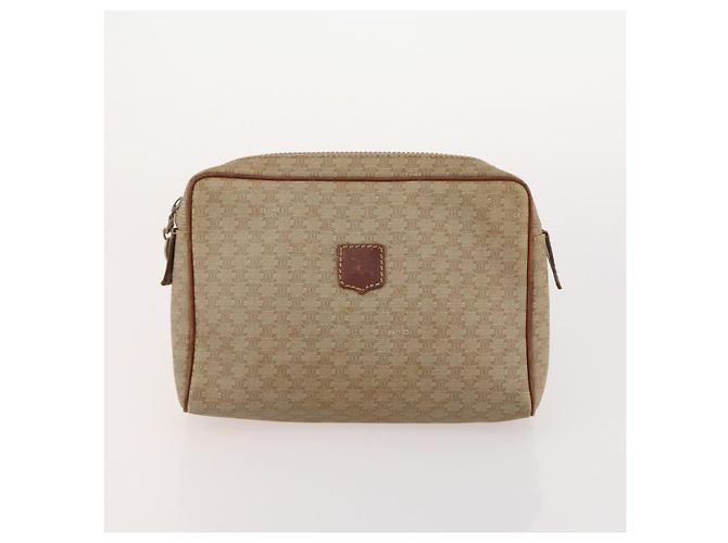 Céline Clutch CELINE in tela Macadam PVC e pelle 5 Set Marrone Beige Auth 180889 - vista 17