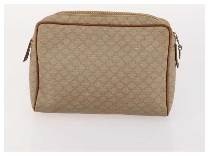 Céline Clutch CELINE in tela Macadam PVC e pelle 5 Set Marrone Beige Auth 180889 - vista 18