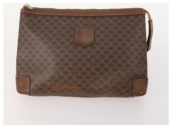 Céline Clutch CELINE in tela Macadam PVC e pelle 5 Set Marrone Beige Auth 180889 - vista 2