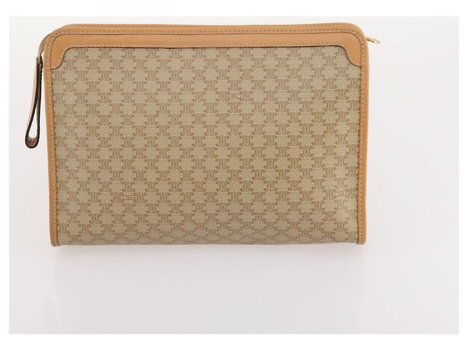 Céline Clutch CELINE in tela Macadam PVC e pelle 5 Set Marrone Beige Auth 180889 - vista 21