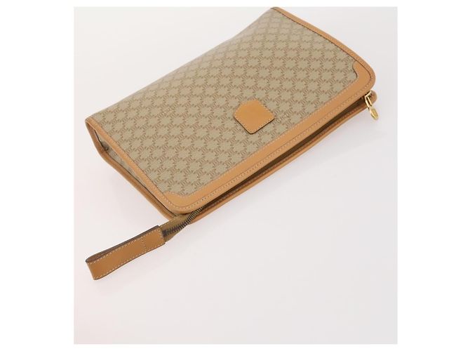 Céline Clutch CELINE in tela Macadam PVC e pelle 5 Set Marrone Beige Auth 180889 - vista 22