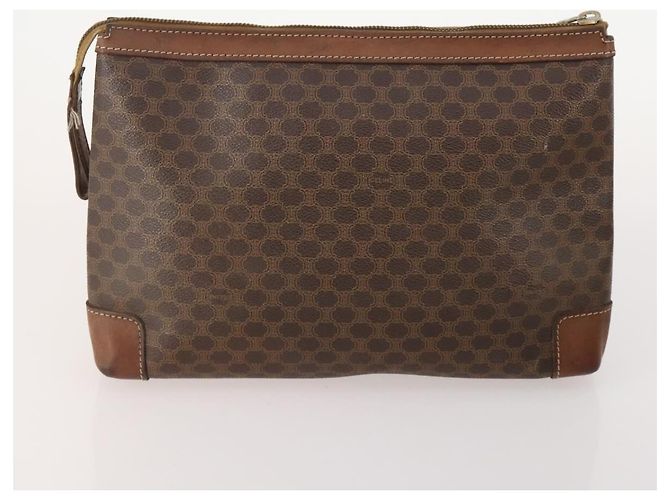 Céline Clutch CELINE in tela Macadam PVC e pelle 5 Set Marrone Beige Auth 180889 - vista 3