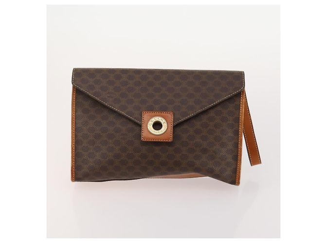 Céline Clutch CELINE in tela Macadam PVC e pelle 5 Set Marrone Beige Auth 180889 - vista 7