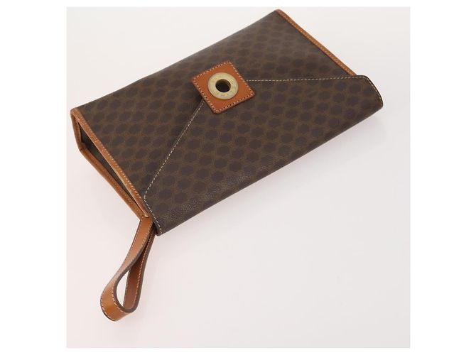 Céline Clutch CELINE in tela Macadam PVC e pelle 5 Set Marrone Beige Auth 180889 - vista 9