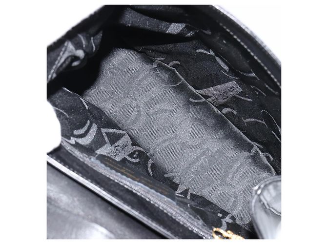 Bolsa Salvatore Ferragamo Gancini de Couro 2way Preto Ouro Auth 181422A Dourado - vista 11