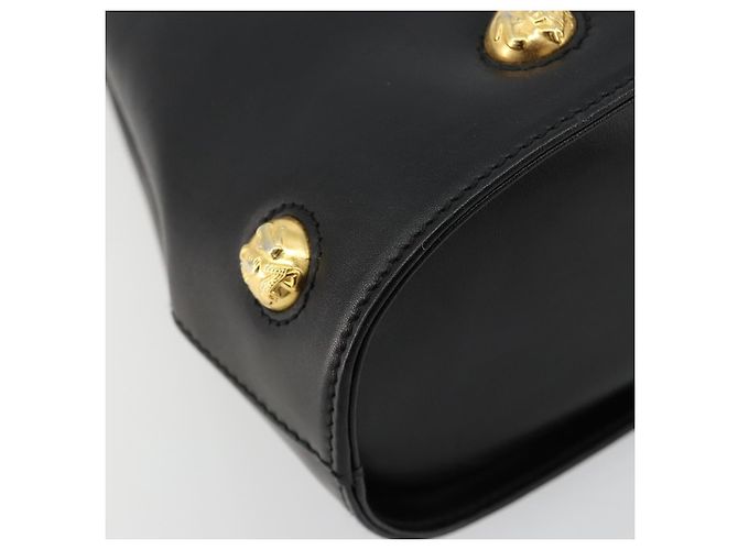 Bolsa Salvatore Ferragamo Gancini de Couro 2way Preto Ouro Auth 181422A Dourado - vista 16
