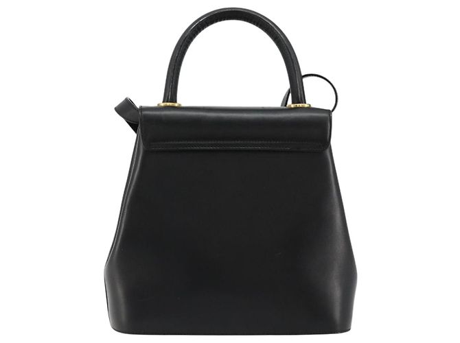 Bolsa Salvatore Ferragamo Gancini de Couro 2way Preto Ouro Auth 181422A Dourado - vista 2