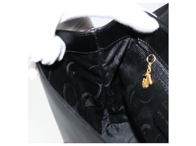 Bolsa Salvatore Ferragamo Gancini de Couro 2way Preto Ouro Auth 181422A Dourado - vista 21