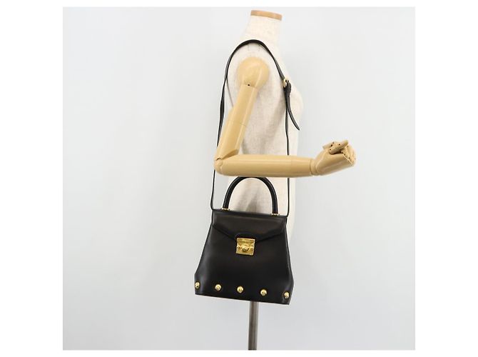 Bolsa Salvatore Ferragamo Gancini de Couro 2way Preto Ouro Auth 181422A Dourado - vista 24