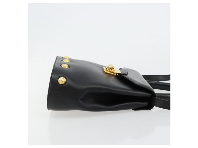 Bolsa Salvatore Ferragamo Gancini de Couro 2way Preto Ouro Auth 181422A Dourado - vista 3