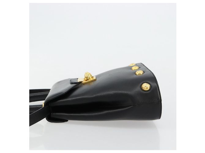 Bolsa Salvatore Ferragamo Gancini de Couro 2way Preto Ouro Auth 181422A Dourado - vista 4