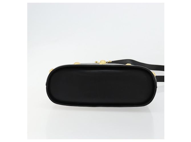 Bolsa Salvatore Ferragamo Gancini de Couro 2way Preto Ouro Auth 181422A Dourado - vista 5