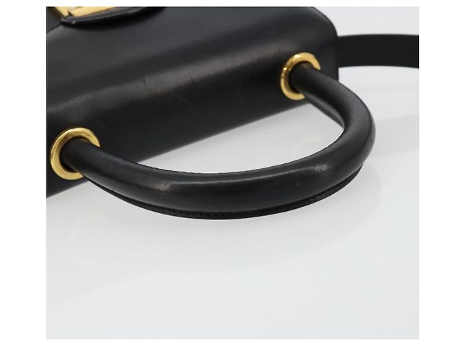 Bolsa Salvatore Ferragamo Gancini de Couro 2way Preto Ouro Auth 181422A Dourado - vista 7