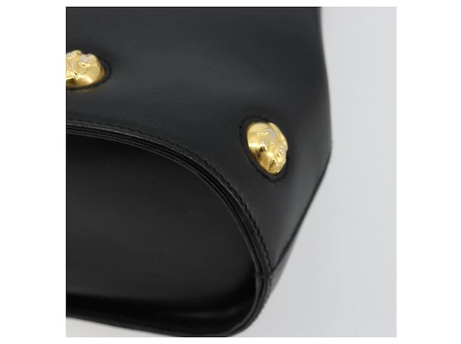 Bolsa Salvatore Ferragamo Gancini de Couro 2way Preto Ouro Auth 181422A Dourado - vista 9