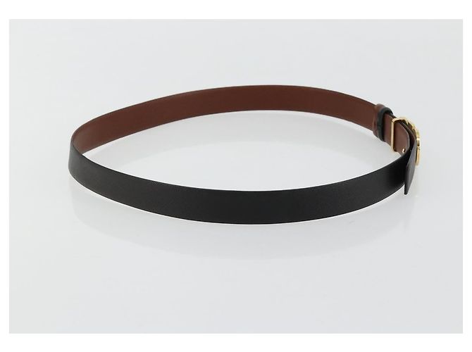 Cinturón reversible Salvatore Ferragamo Gancini de cuero 37.8" Black Auth 181581A Negro Dorado - vista 4