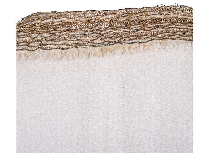 Timeless Chanel Kurzarmjacke in Elfenbein mit Seidenfutter Beige Roh Sand - Ansicht 6