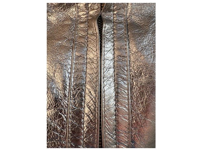 Gianni Versace Silver Metallic Leather Gilet Silvery - view 12